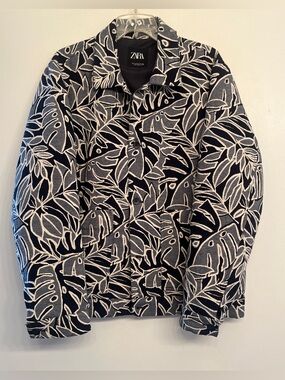 ZARA M Mens LeafJacquard Jacket
Bomber Padding Blue Modern size XL
